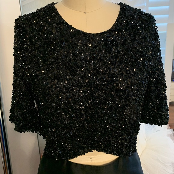 3.1 PHILLIP LIM Black Sequin Embellished Cutout Dress Size 6 Short Sleeve - Picture 9 of 15